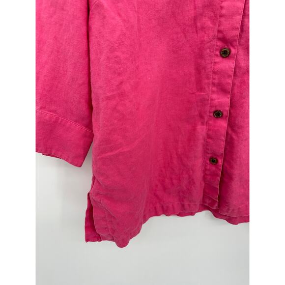 Chico's Womens Pink Linen Button Front Shirt Size 2X Coastal Lagenlook Light - Picture 3 of 7